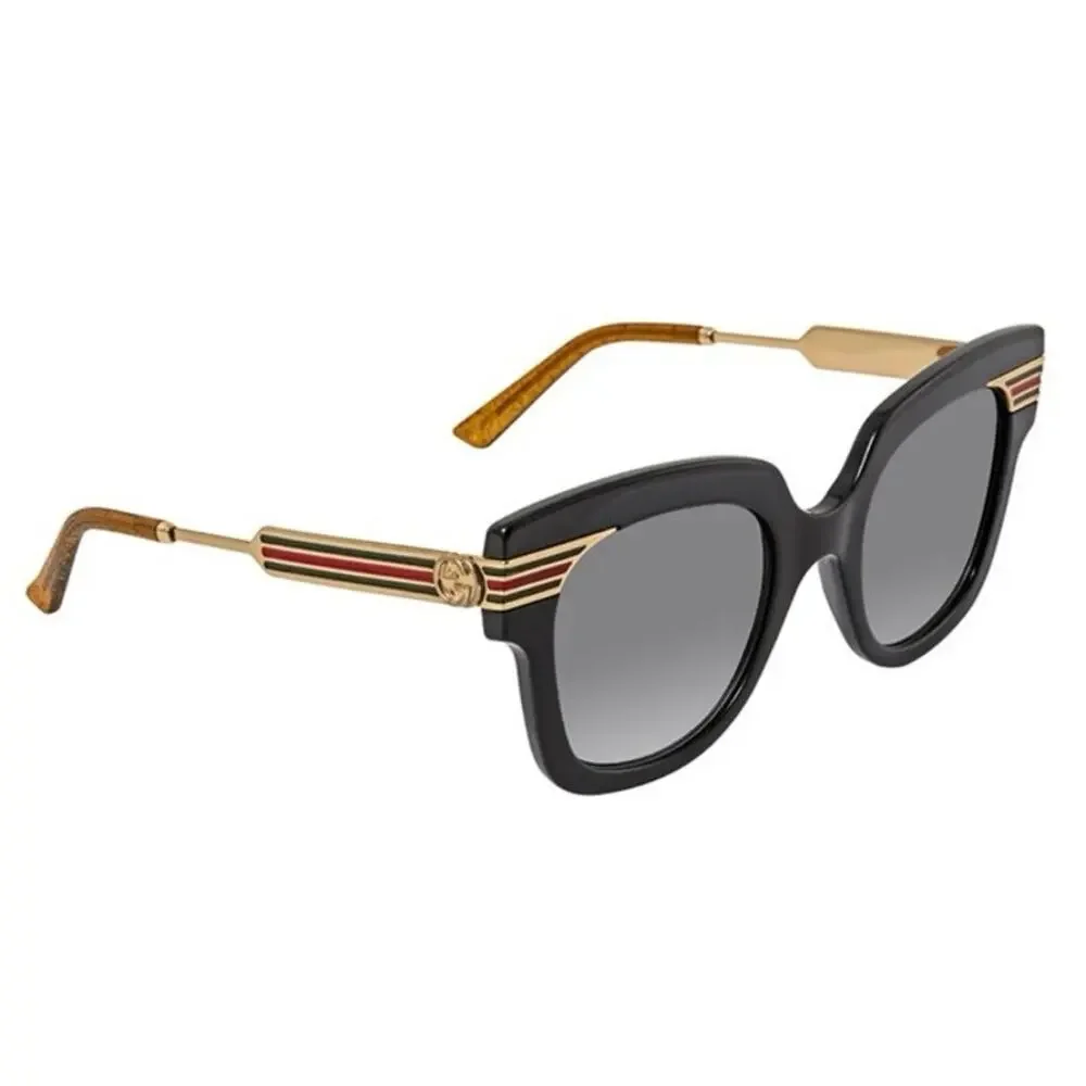 GUCCI Women's Oversized Sunglasses Black Gold Glitter/Gradient